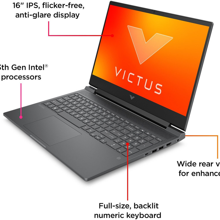 لپتاپ ۱۶ اینچی اچپی مدل Victus 16 R0016nia core i5 13500h 16gb ram d5 512 gb ssd rtx 3050 6gb